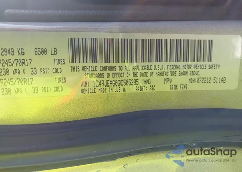 2016 Jeep Grand Cherokee Laredo z USA, uszkodzony, nr VIN 1C4RJEAG0GC505395